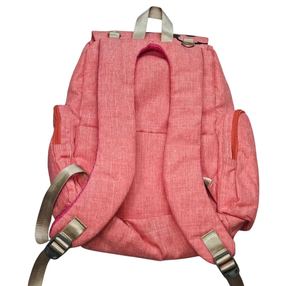 Disney Minnie Mouse Backpack Coral Pink Diaper Bag‎ Travel Organizer Insulated